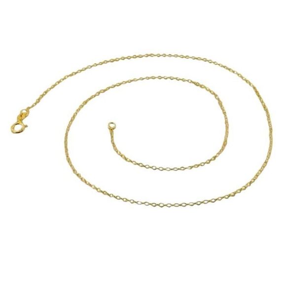 14K Gold Vermeil Cable Chain Necklace 1.15mm New - Picture 1 of 3